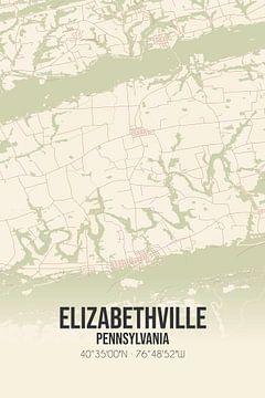 Carte ancienne d'Elizabethville (Pennsylvanie), USA. sur Rezona