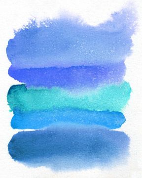 Aquarelle abstraite colorée en bleu et turquoise. sur Dina Dankers