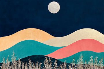 Harmonisch landschap onder de maan van Poster Art Shop