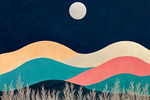 Un paysage harmonieux sous la lune