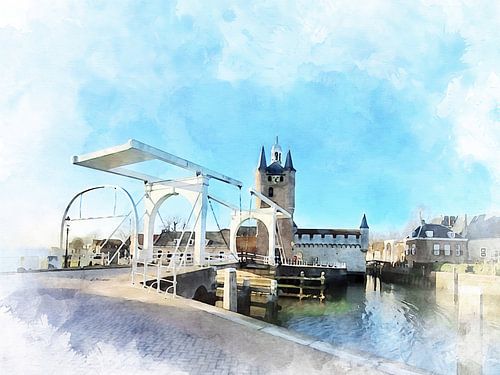 Zicht op Havenpoort Zierikzee, Zeeland