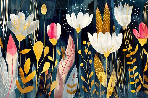 Buntes und abstraktes Feld von Blumen von Studio Allee