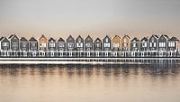 Serene tranquility by a lake with wooden houses