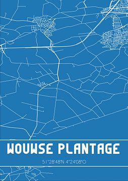 Blaupause | Karte | Wouwse Plantage (Nordbrabant) von Rezona