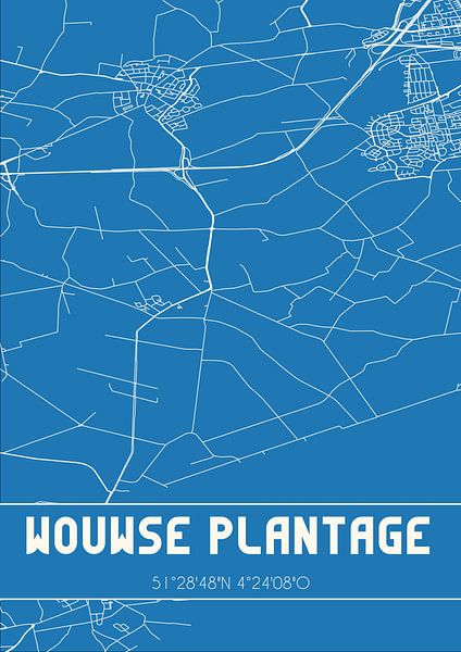Blaupause | Karte | Wouwse Plantage (Nordbrabant) von Ortsdrucke