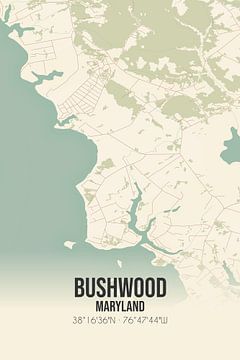 Vintage landkaart van Bushwood (Maryland), USA. van Rezona