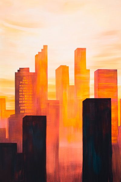 Glowing cityscape at sunset by Poster Art Shop