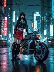 Cyberpunk in der nächtlichen Stadt