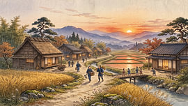 Village du riz « Japanese Sunset » sur my pixel art