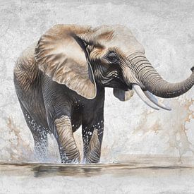 Elephant in the water by Lucia