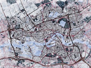 Kaart van Rotterdam in de stijl 'White Winter' van Maporia