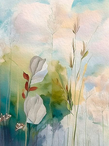 Peinture botanique moderne : Fleurs au bord de la route par Studio Pieternel