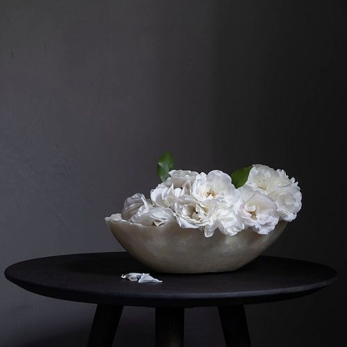 Roses in soapstone dish