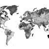 World Map in Black and White Watercolour | Hand-painted artwork by WorldMapShop