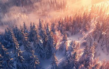 Winterbossen van bovenaf van fernlichtsicht