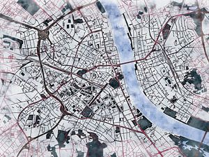 Karte von Bonn im stil 'White winter'