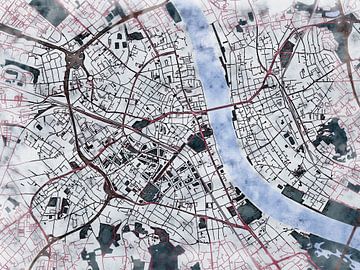 Karte von Bonn im stil 'White winter' von Maporia
