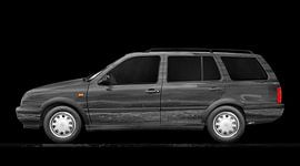 VW Golf 3 Art Car in zwart water design van aRi F. Huber