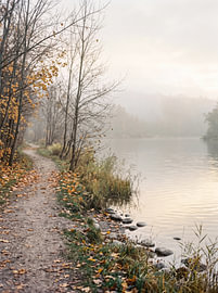 Misty Autumn Lake Path by Markus Gann