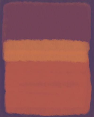 Moderne abstracte kunst in violet, oker, warm rood en paars