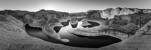 Panorama de Reflection Canyon en noir et blanc