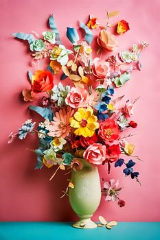 bloemen in vaas in pastelkleuren