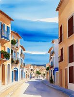 Spanish town, navy blue, sunlight