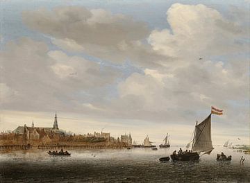 Flussansicht mit der Stadt Weesp, Salomon van Ruysdael