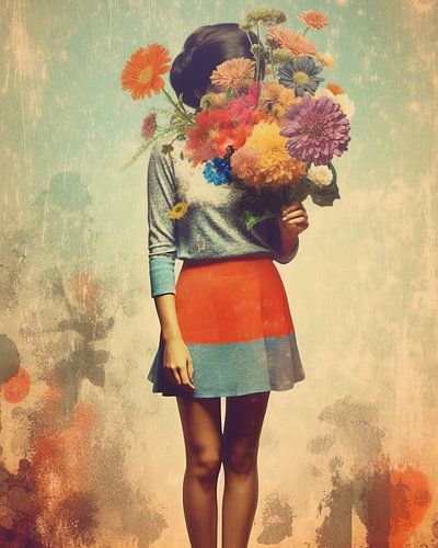 Portrait "Vintage flowers" by Carla Van Iersel