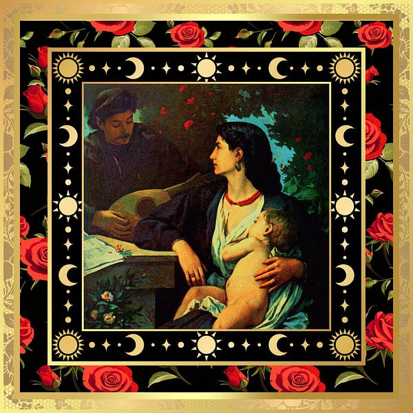 S.F. Remastered Version of Mandolin Player by Anselm Feuerbach par Silver Fox Art Decor
