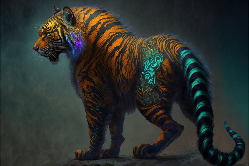 Siberian Tiger, powerful stance, Hohloma, Sibirischer Tiger by DBArt