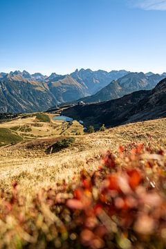 Herfstuitzicht op de Schlappoldsee op de Fellhorn van Leo Schindzielorz