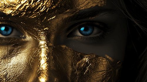 Gouden Reflecties: Een Monochroom Portret van Schitterende Zielen
