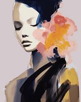 Modernes und abstraktes Porträt, Aquarell