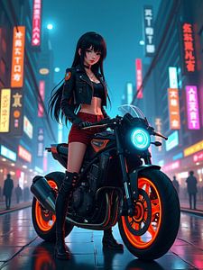 Eine Cyberpunk-Stadt bei Nacht