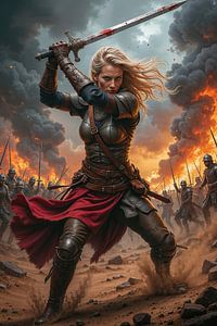 AETHRAVYRA – La combattante à l’épée dans une bataille sauvage