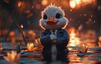 Die Dapper Duck in einem Lotusparadies
