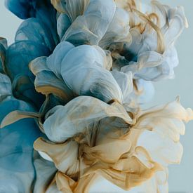 Abstract Ink Cloud in Beige and Blue Movement by Femea Art ai