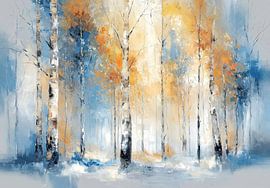 Goldener Birkenwald im Winterlicht
