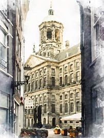 Amsterdam, le palais vu depuis une rue latérale. sur Danny de Klerk