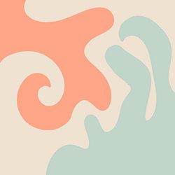 Abstracte moderne vormen perzik en aqua