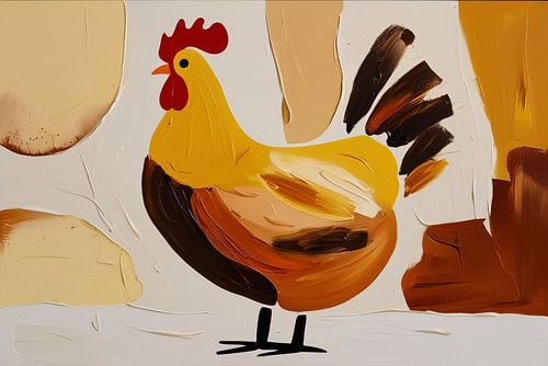 Abstracte haan olieverf schilderij