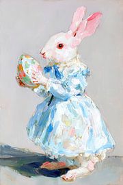 Elegant Easter bunny with painted egg