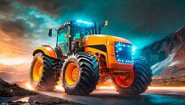 Oranje kleuren tractor met elektromotor
