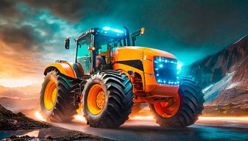 Oranje kleuren tractor met elektromotor van Mustafa Kurnaz