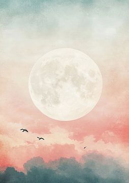 Moon Clouds Sky Birds by Niklas Maximilian