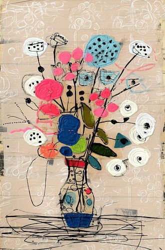 Bloemenfantasie in lijn en kleur