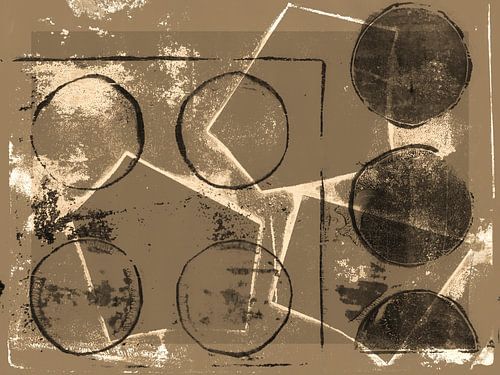 Minimalistisch abstract in beige en taupe