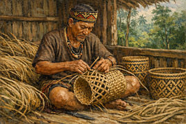 Traditionele rotan-ambachtsman uit Kalimantan van Vínculae