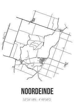 Noordeinde (Noord-Holland) | Landkaart | Zwart-wit van MijnStadsPoster